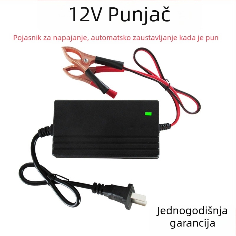 12V punjač baterija za auto i motocikl, automatski, visoke snage, izlaz 6A, CE certifikat, 100-240V AC