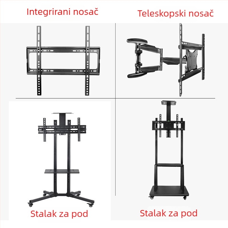 Rotirajući držač televizora – dodatak za zidni ili podni nosač, materijal: hladno valjani čelik, težina 1,5 kg