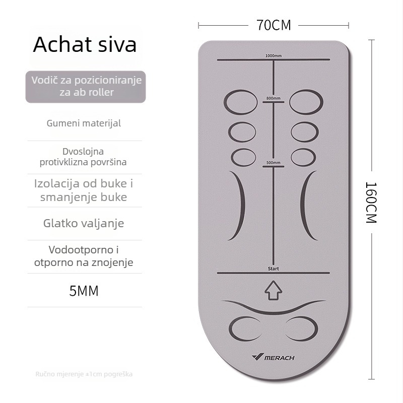 Merach joga prostirka s vodičem linije tijela, dvostrano protuklizna površina, materijal guma/TPÉ, debljina 5–6 mm, težina 0,65 kg ili 2,7 kg