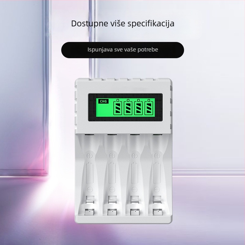 Četveroslojni USB punjač baterija za Ni-MH/Ni-Cd AA/AAA s LCD zaslonom, ulaz 5V, 1-2A, izlaz AA 1800mA, AAA 900mA