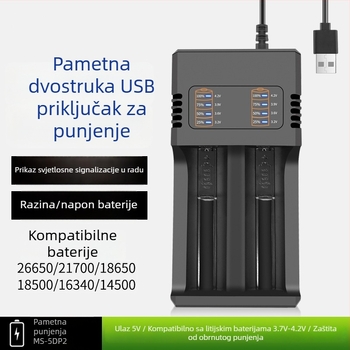 USB dvostruki punjač Li-ion baterija 18650/21700/26650 | Ulaz DC5.0V, Izlaz DC4.2V-2000mA, USB, CE certifikat