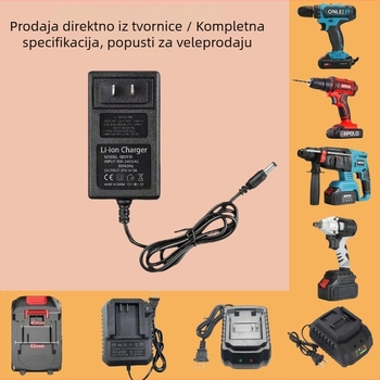 Li-ion punjač baterija za alate sa pametnim indikatorom, kompatibilan 12.6V/16.8V/21V, ulaz 100-240V, izlaz 16.8V 1A