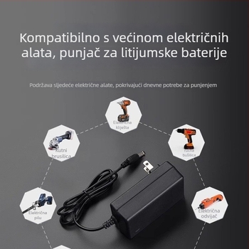 Li-ion punjač baterija za alate sa pametnim indikatorom, kompatibilan 12.6V/16.8V/21V, ulaz 100-240V, izlaz 16.8V 1A