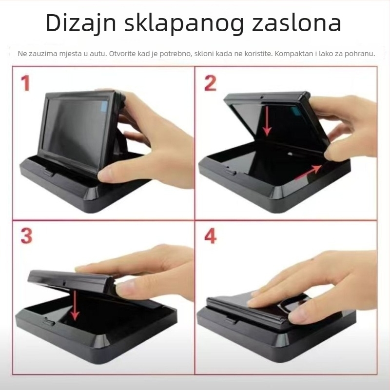 Zaslon za stražnje gledanje automobila (LED zaslon, 800x480, univerzalna kompatibilnost s pločom instrumenta, univerzalni model)