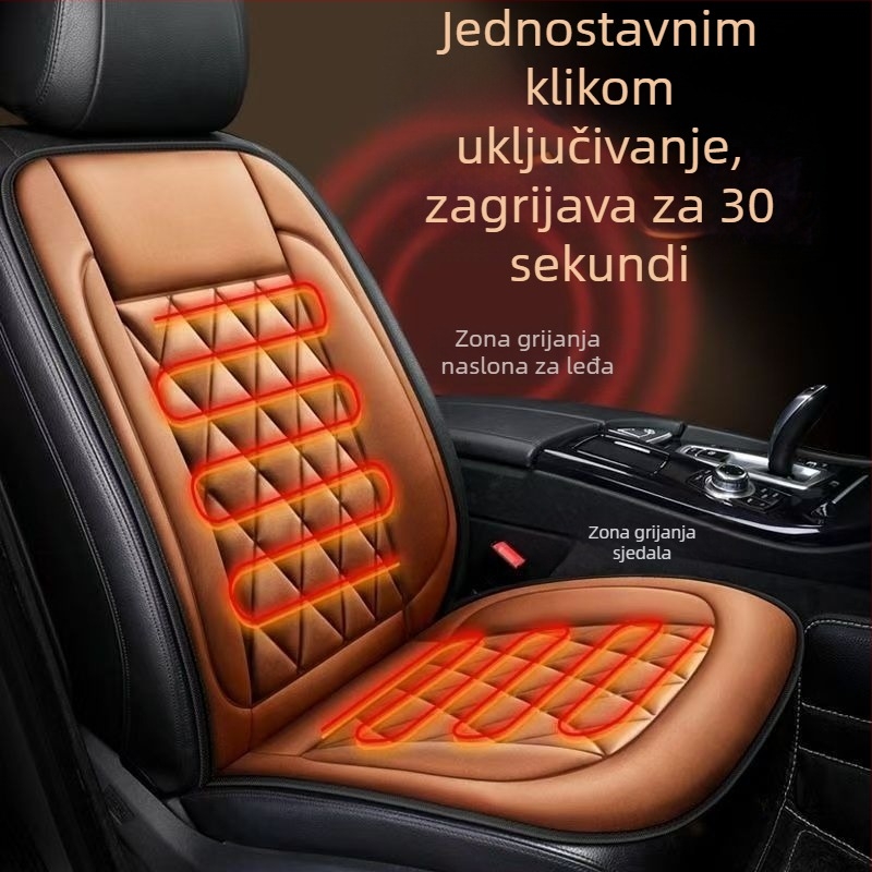 Grafenski grijaći jastuk za auto sjedalo, zimska verzija, jednosjedni jastuk bez naslona, plišasti nadjev