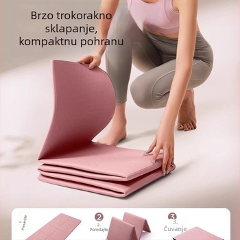 Joga prostirka - prijenosna, debela, protiv klizanja, dvostruka sklopiva prostirka za vježbanje, TPE, 6 mm