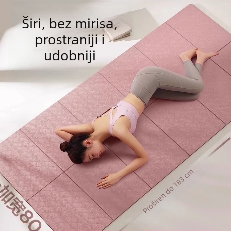 Joga prostirka - prijenosna, debela, protiv klizanja, dvostruka sklopiva prostirka za vježbanje, TPE, 6 mm