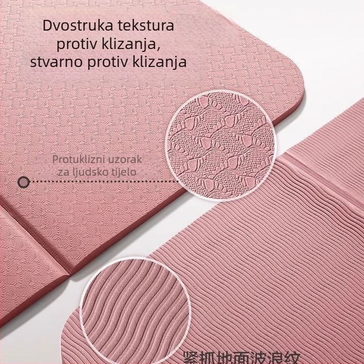 Joga prostirka - prijenosna, debela, protiv klizanja, dvostruka sklopiva prostirka za vježbanje, TPE, 6 mm