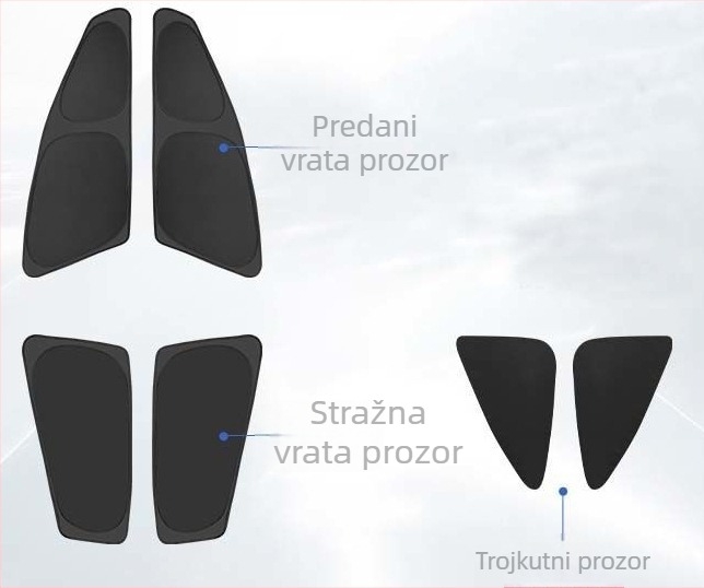 Panel sjenila prozora automobila, poliester, ugrađena montaža, prilagodljiv, za posebne modele automobila