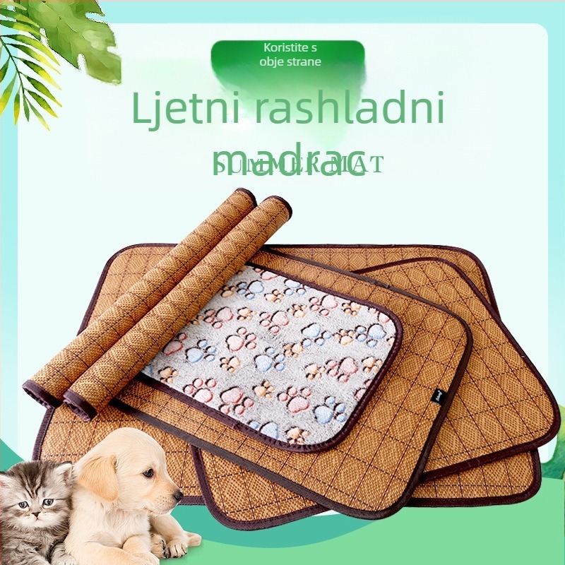 Podložak za pse od coralnog flisa i ratana, dvostrana ljetna podloga