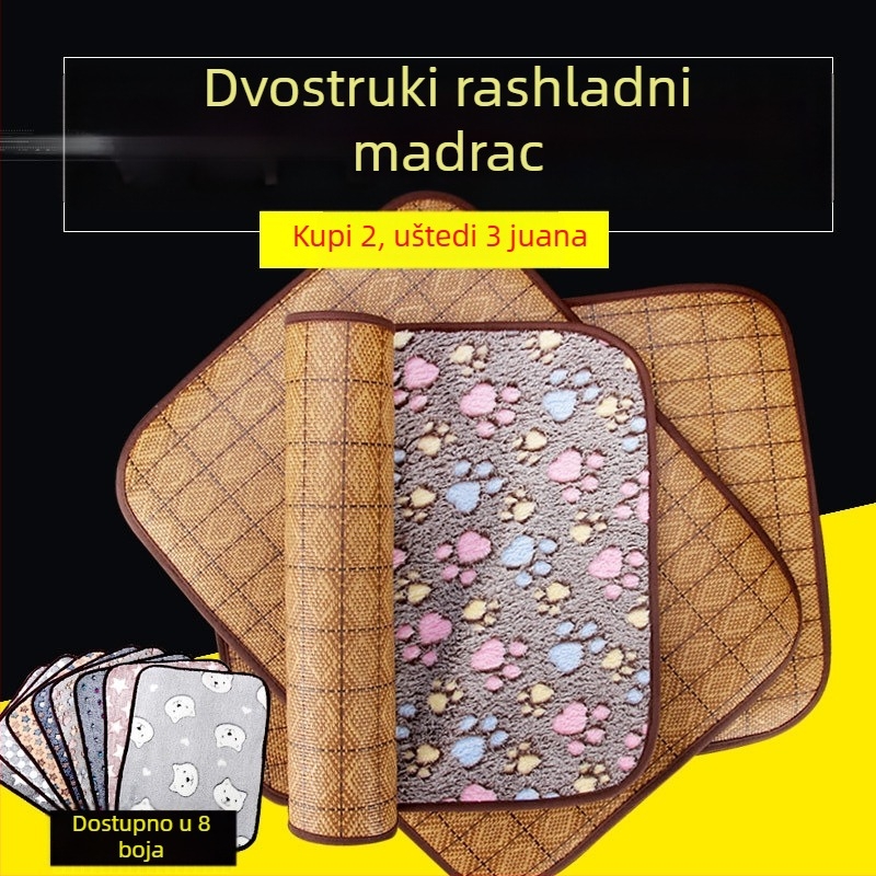 Podložak za pse od coralnog flisa i ratana, dvostrana ljetna podloga