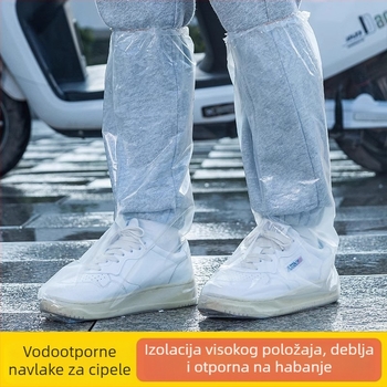 Jednokratne plastične navlake za cipele – prozirne, vodootporne, protuklizne, s dugim dijelom cijevi, debljina 0,06 mm