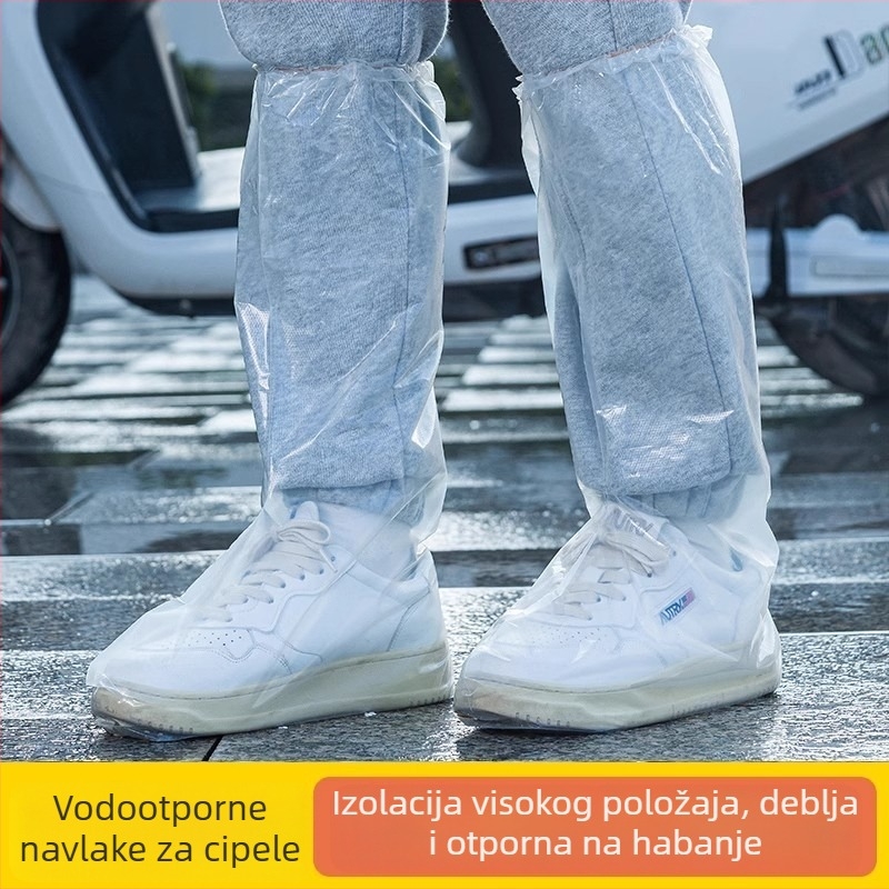Jednokratne plastične navlake za cipele – prozirne, vodootporne, protuklizne, s dugim dijelom cijevi, debljina 0,06 mm