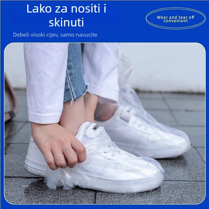 Jednokratne plastične navlake za cipele – prozirne, vodootporne, protuklizne, s dugim dijelom cijevi, debljina 0,06 mm