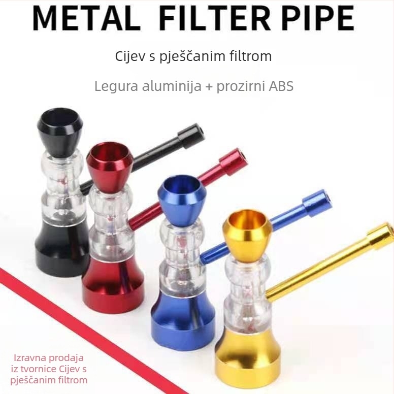 Prijenosna metalna lula - dizajn pijeskanog sata, tisak logotipa