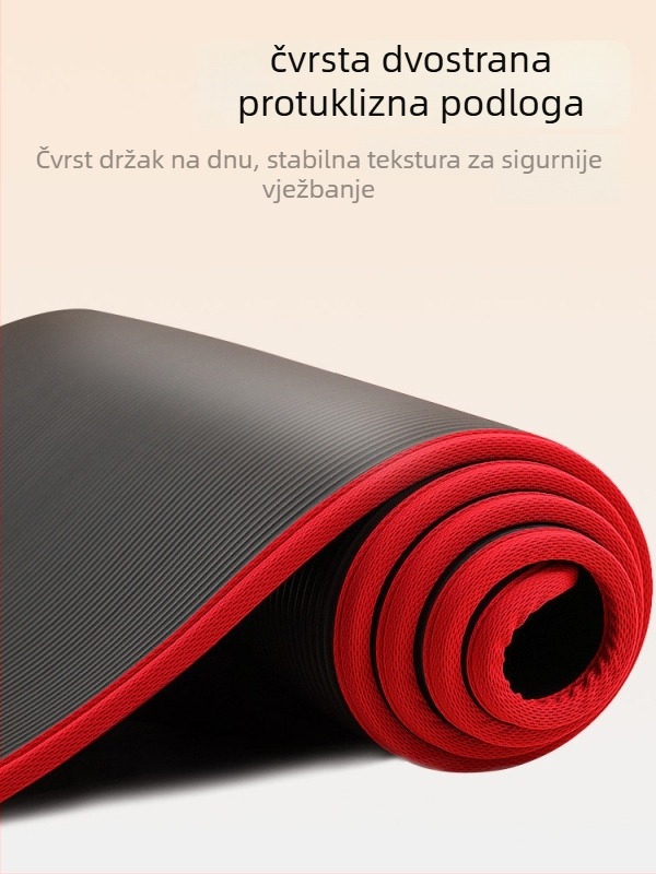 Joga prostirka s rubnim rubom, protivklizna, otporna na habanje; težina ~800 g, debljina 1, prugasti uzorak