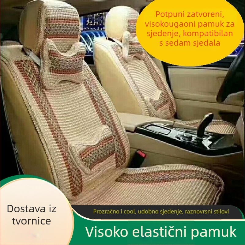 Set jastuka za sjedalo automobila od visokoelastičnog pamuka, za sve sezone, minimalistički dizajn, ventilacija