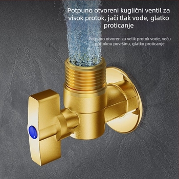 Meden kutni ventil, trostruki ventil za plinski bojler, topla/hladna voda, model 5612, ručna ugradnja, tlak 0-0,9 MPa, 120 g
