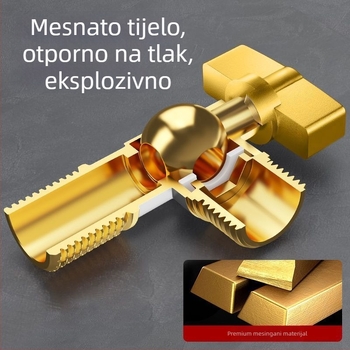 Meden kutni ventil, trostruki ventil za plinski bojler, topla/hladna voda, model 5612, ručna ugradnja, tlak 0-0,9 MPa, 120 g