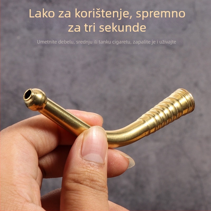 Medenasti savijeni usnik za lulu, klasični stil, suhi duhan
