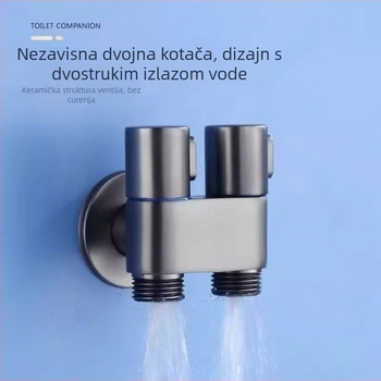Bakreni set za prskanje WC-a s kutnim ventilom, zidna montaža, spoj s jednim otvorom, radni tlak 2 bara
