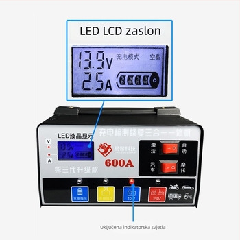 Punjač baterija za auto 12V/24V – univerzalni, inteligentni, pulsni način oporavka baterije; serija YX-SD001D; ulaz AC110-220V; izlaz 12V 4A; kompatibilno s baterijom automobila
