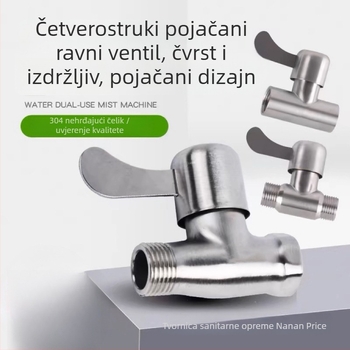 Prius inline ventil od nehrđajućeg čelika 304 s unutarnjim/vanjskim navojevima za ulaz/izlaz vode na bojleru, 1.0 MPa, ručna ugradnja