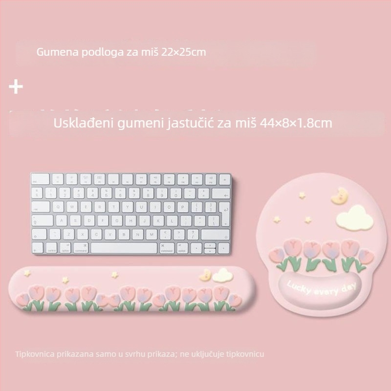 Tulip Podloga za miš s podrškom zgloba, gumena, crtani dizajn, jednostrana, za laptop i ured