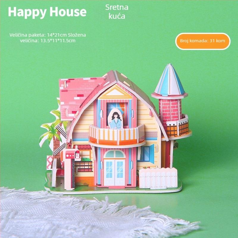 3D papirnati puzzle set za djecu, DIY kućica model za djecu, edukativna igra za uzrast 4-6 godina