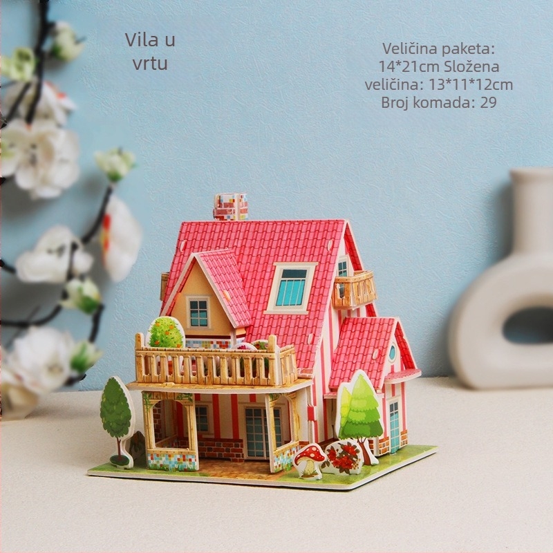 3D papirnati puzzle set za djecu, DIY kućica model za djecu, edukativna igra za uzrast 4-6 godina