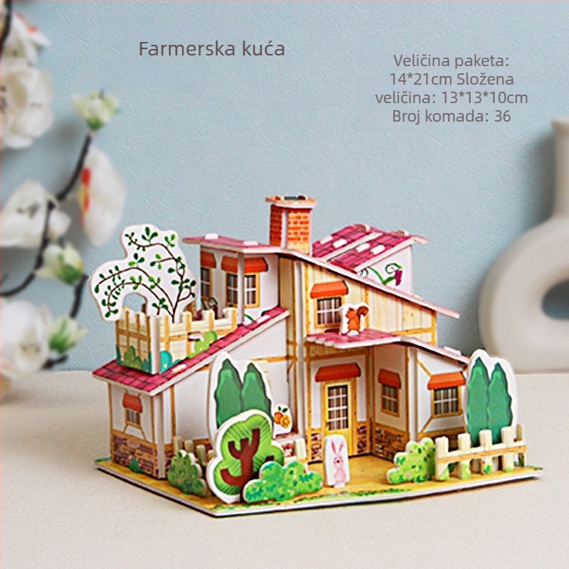3D papirnati puzzle set za djecu, DIY kućica model za djecu, edukativna igra za uzrast 4-6 godina