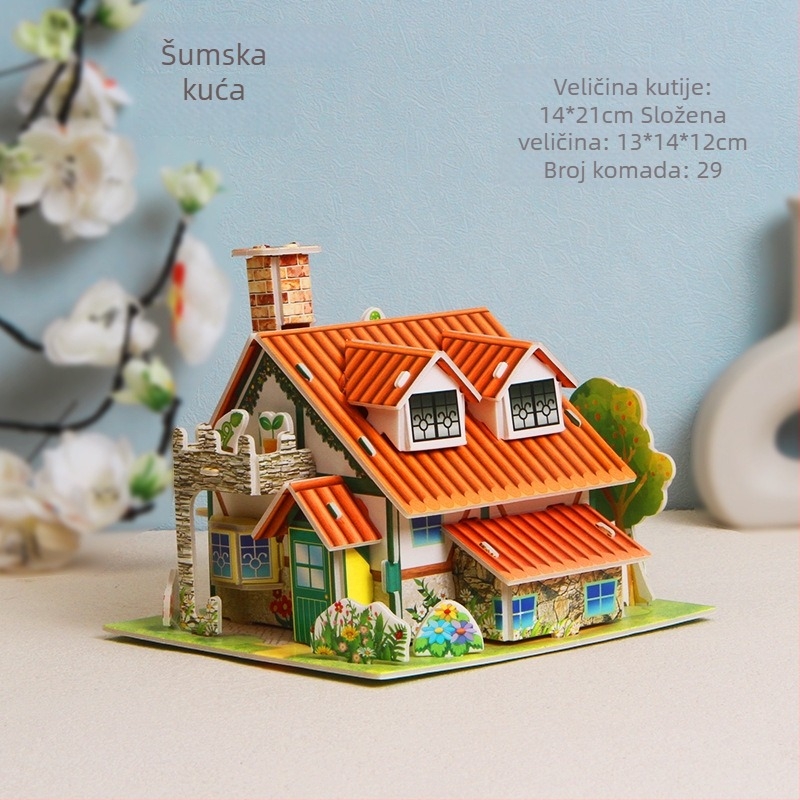 3D papirnati puzzle set za djecu, DIY kućica model za djecu, edukativna igra za uzrast 4-6 godina