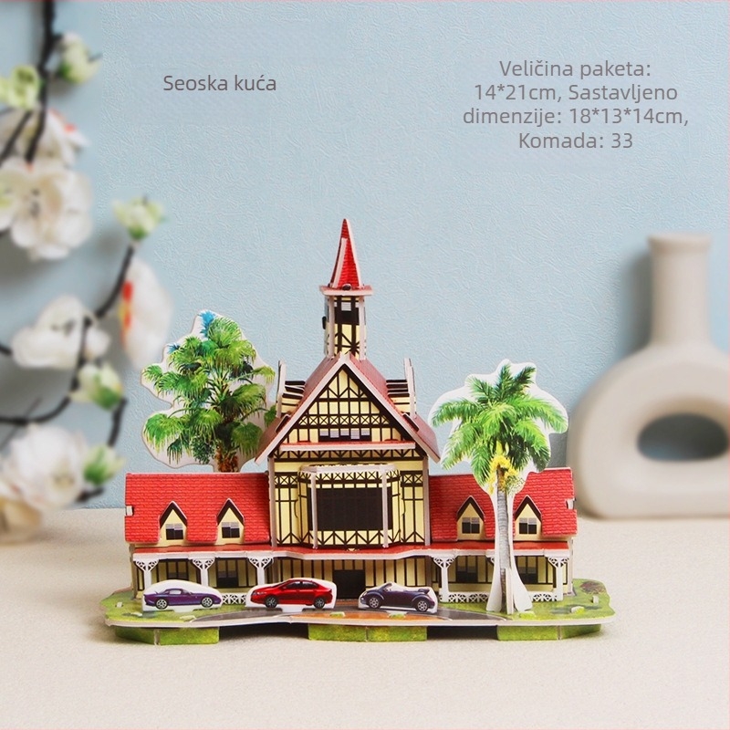 3D papirnati puzzle set za djecu, DIY kućica model za djecu, edukativna igra za uzrast 4-6 godina