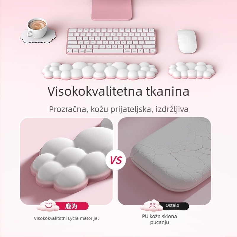 Podložak za zglob miša – memorijska pjena, obostrana, protuklizna, set od tri komada s podlogom za čašu