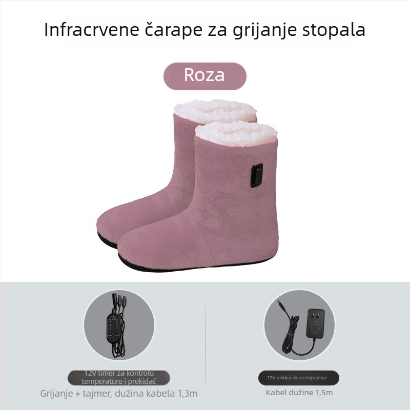 Unisex električne grijane papuče za dom, USB napajanje, mekani velur gornji dio, potplata od termoplastičnog elastomera, punjive i udobne kućne papuče