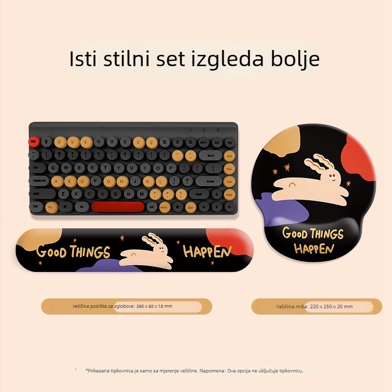Mala gumena podloga za miš s naslonom za zglob i podlogom za tipkovnicu — jednostrana tisk, japanski minimalistički stil