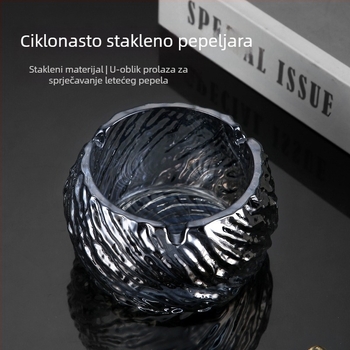 Kristalni stakleni pepeljak, serija Canghai, kućna dekoracija, INS-stil sa spiralnim dizajnom i skladišnom funkcijom
