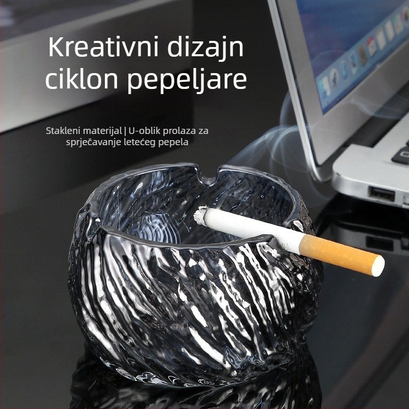 Kristalni stakleni pepeljak, serija Canghai, kućna dekoracija, INS-stil sa spiralnim dizajnom i skladišnom funkcijom