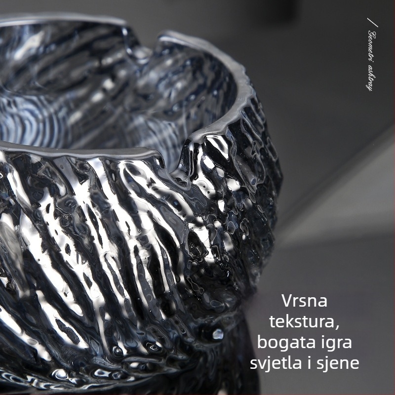 Kristalni stakleni pepeljak, serija Canghai, kućna dekoracija, INS-stil sa spiralnim dizajnom i skladišnom funkcijom