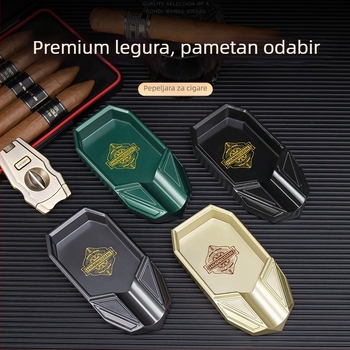Aluminijski popolnjak za cigare – veliki kapacitet, prenosan, otvor za jednu cigaru, mogućnost tiska logotipa