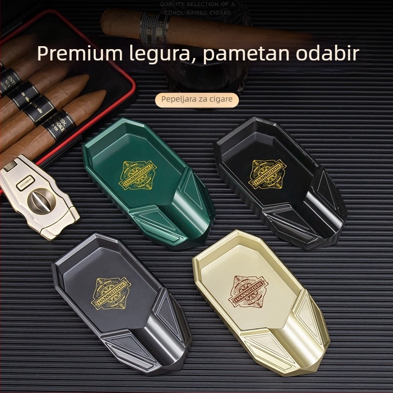 Aluminijski popolnjak za cigare – veliki kapacitet, prenosan, otvor za jednu cigaru, mogućnost tiska logotipa