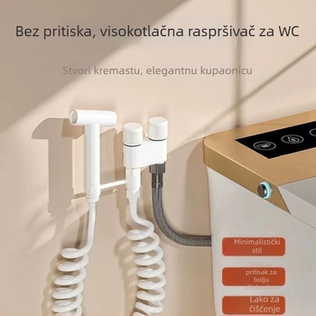 Bakreni set tuš spreja za WC s kutnim ventilem, 1 ulaz 2 izlaza, model ZD023, navoj 4 min, atmosferski tlak