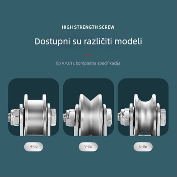 Vodilica kolut za klizna vrata, 304 nehrđajući čelik, konfiguracije V, U i I