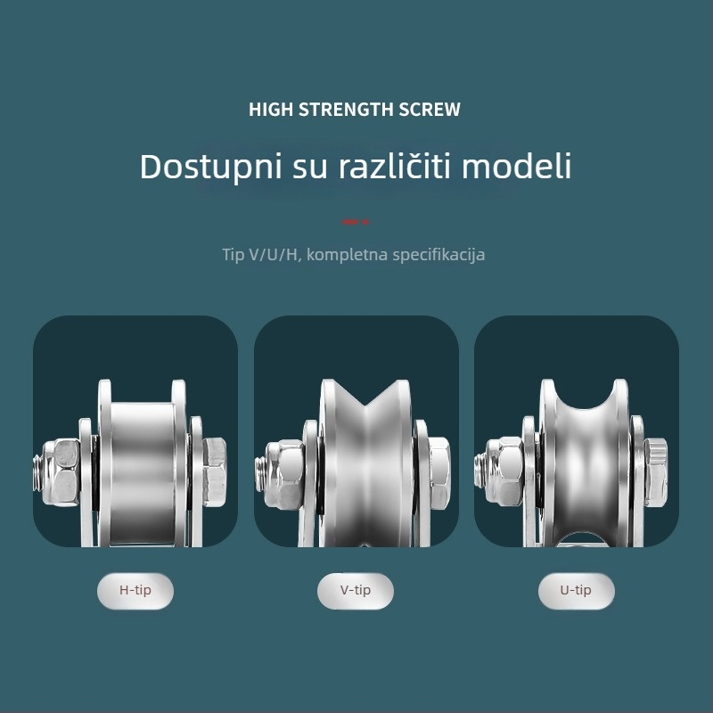 Vodilica kolut za klizna vrata, 304 nehrđajući čelik, konfiguracije V, U i I