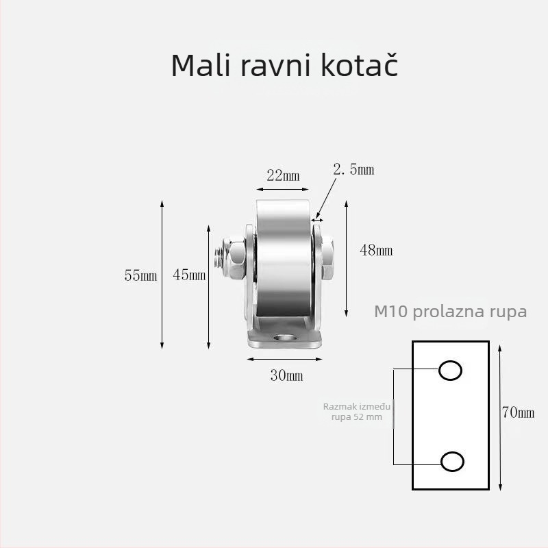Vodilica kolut za klizna vrata, 304 nehrđajući čelik, konfiguracije V, U i I
