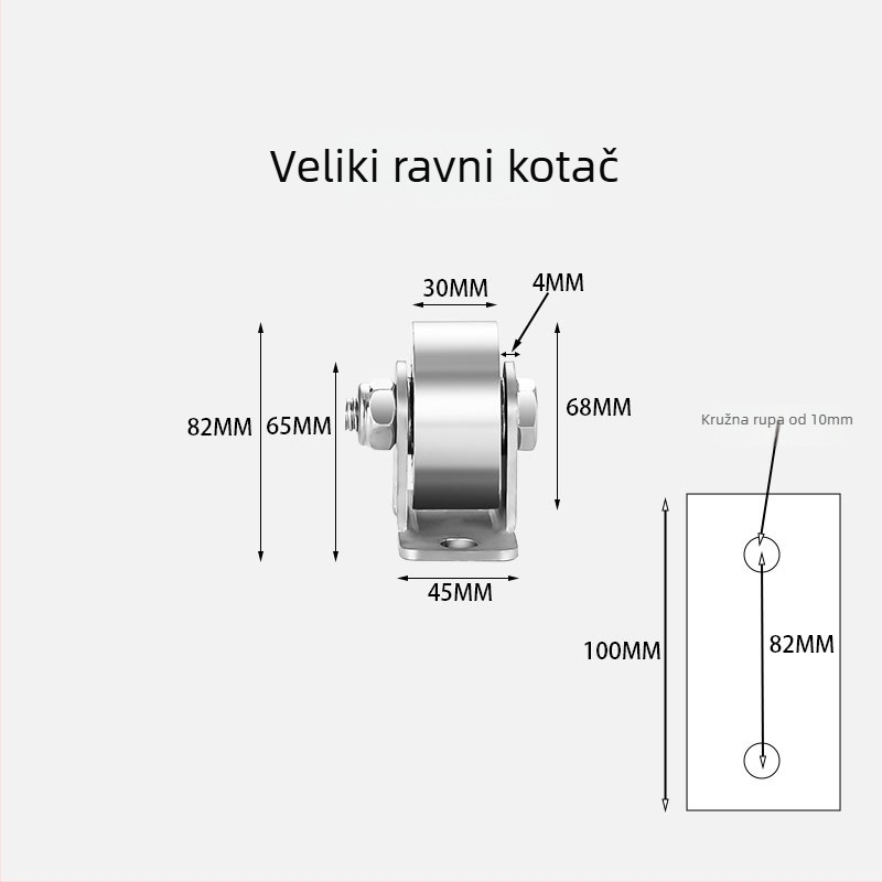 Vodilica kolut za klizna vrata, 304 nehrđajući čelik, konfiguracije V, U i I