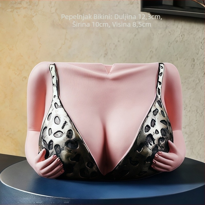 Betonska pepeljara s dizajnom bikinija, prilagodljiva s otiskom logotipa, dekorativna i s prostorom za pohranu.