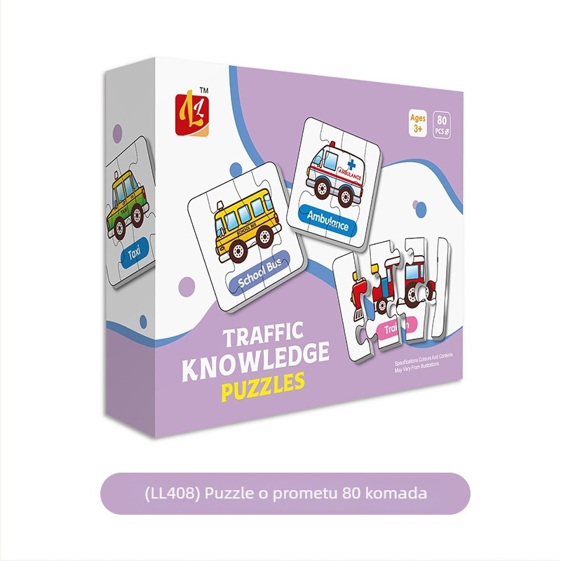 Lilong plosnati puzzle za djecu 4–6 godina, papirni materijal, kartice za prepoznavanje i usklađivanje, šifra proizvoda Ll401–ll410.