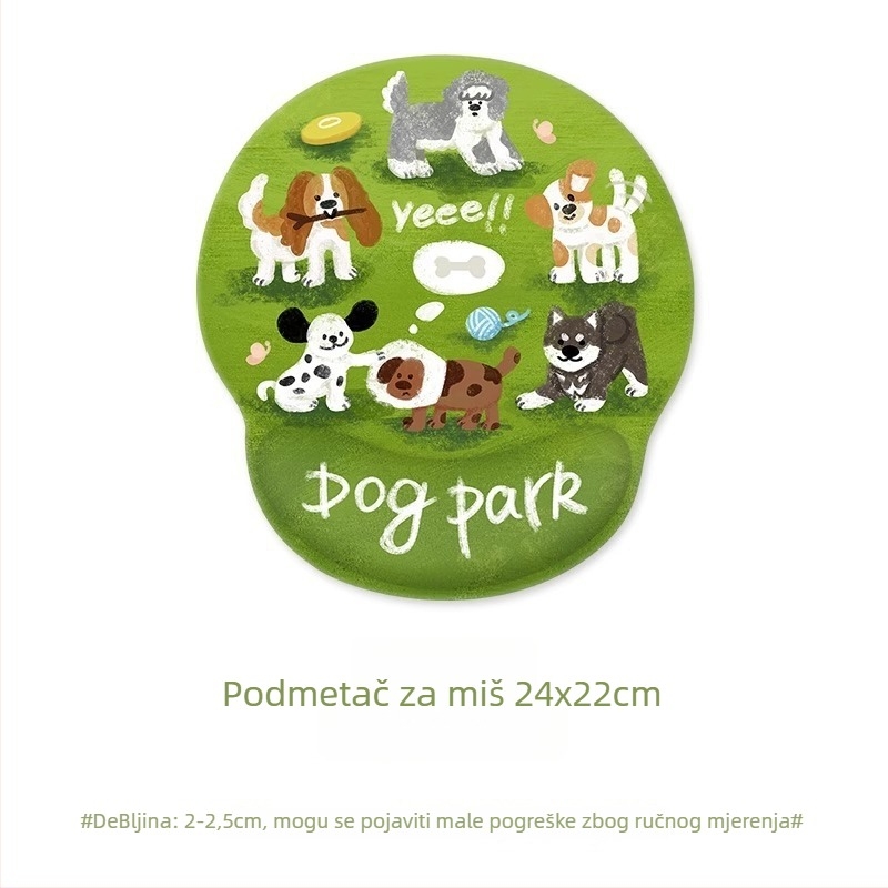 Podloga za miša s podrškom za zglob – crtani mali ljubimac, gumena, jednostrana, model Mp-443, tiskani dizajn