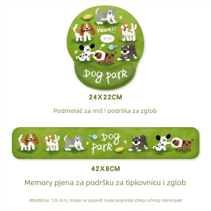 Podloga za miša s podrškom za zglob – crtani mali ljubimac, gumena, jednostrana, model Mp-443, tiskani dizajn